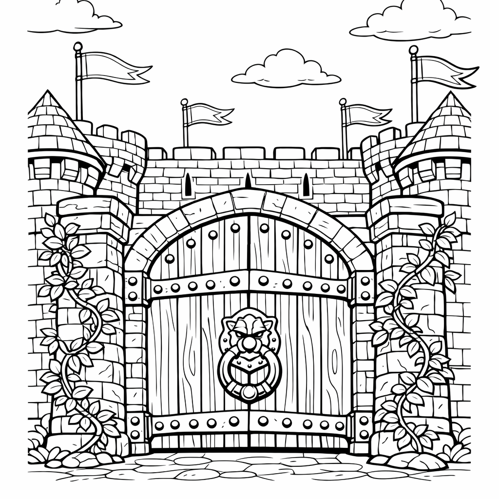 Castle Coloring Page — Castle And Moat