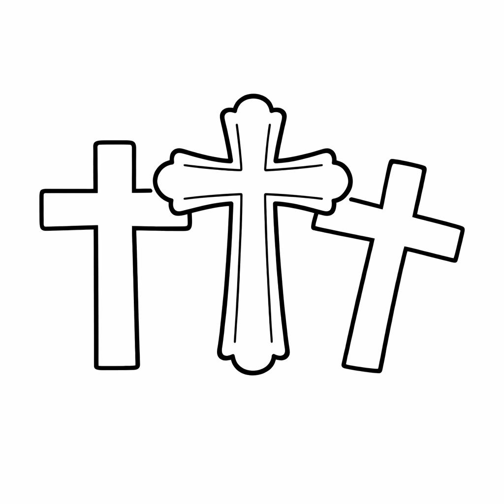 Cross Coloring Page — Object Only: A Cute Cross With Clean Outlines,…