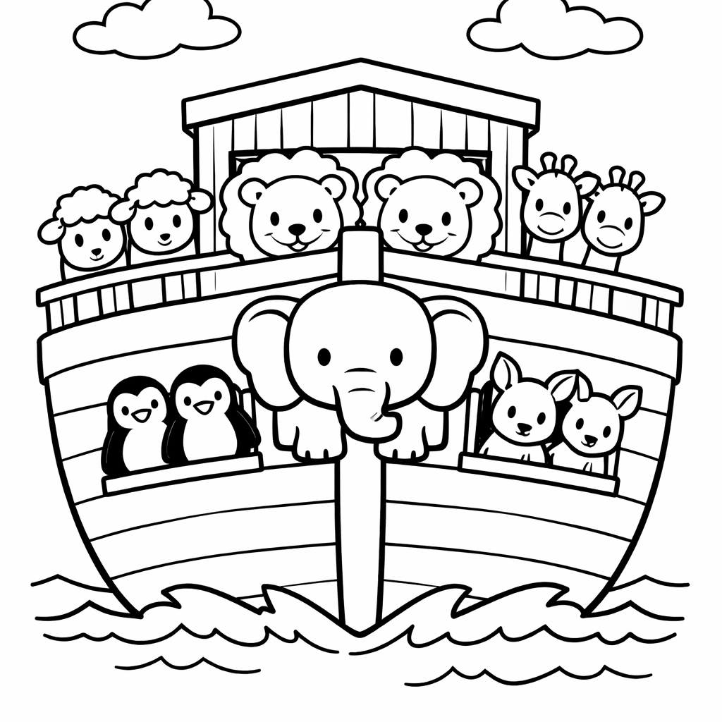 Noah's Ark Coloring Page — Object Only: Two Or Three Noah's Arks Side…