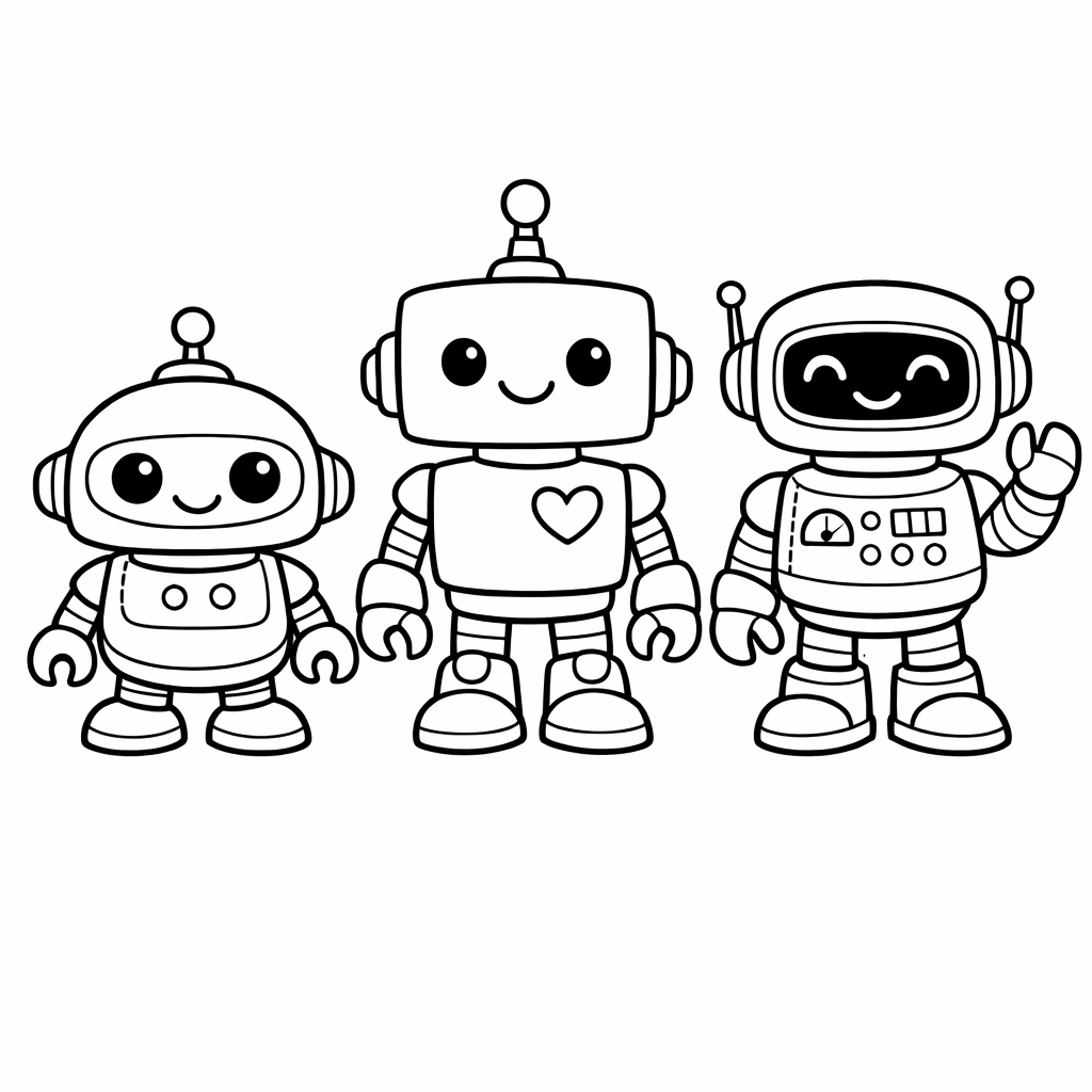 Friendly Robot Coloring Page — Friendly Robot Holding Balloons At A Colorful Birthday…