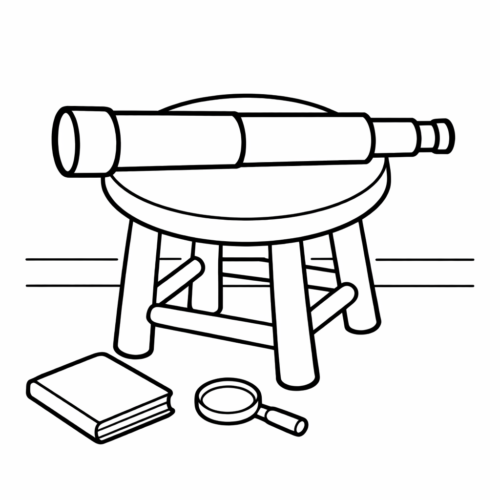 Telescope Coloring Page — Telescope Simple