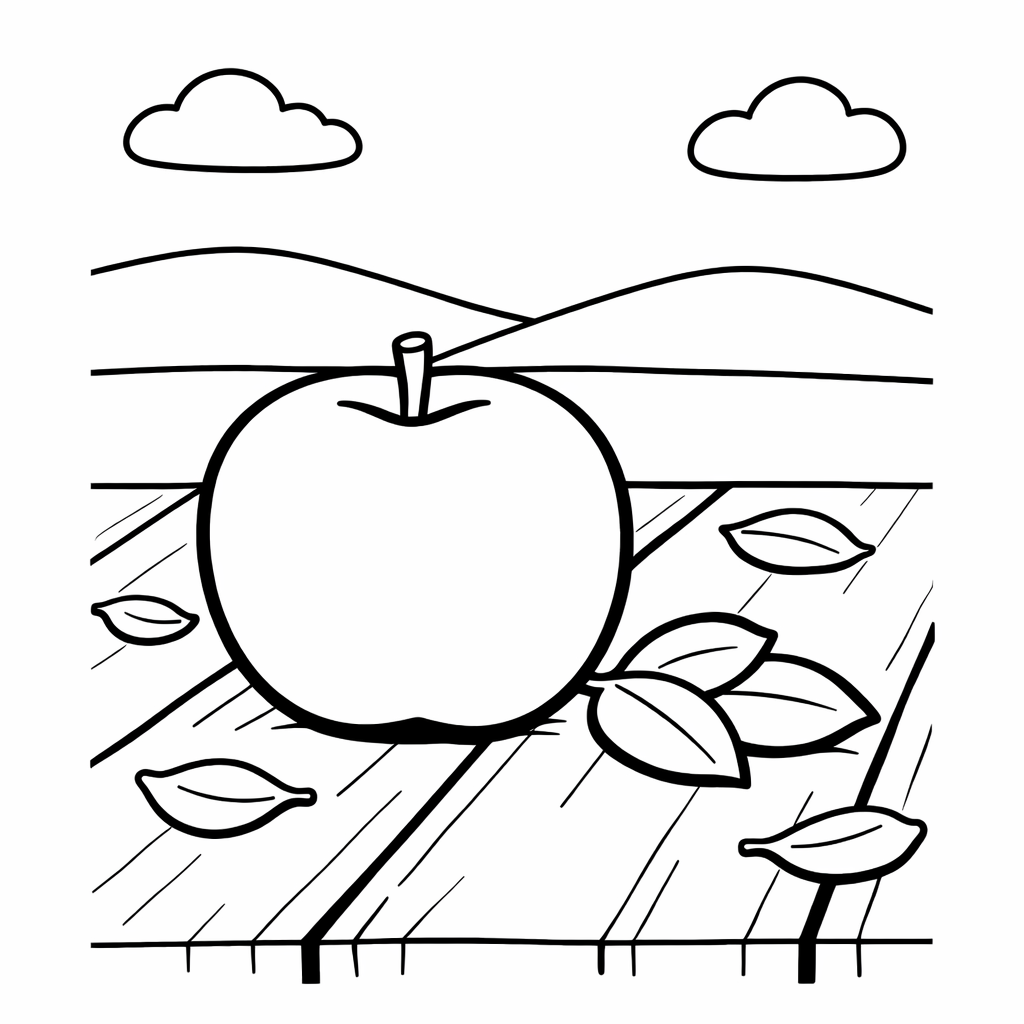 Apple Coloring Page — Object Only: Two Or Three Apples Side By…