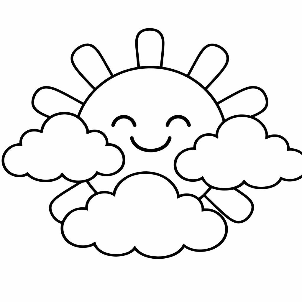 Sun Coloring Page — Sunset Sun