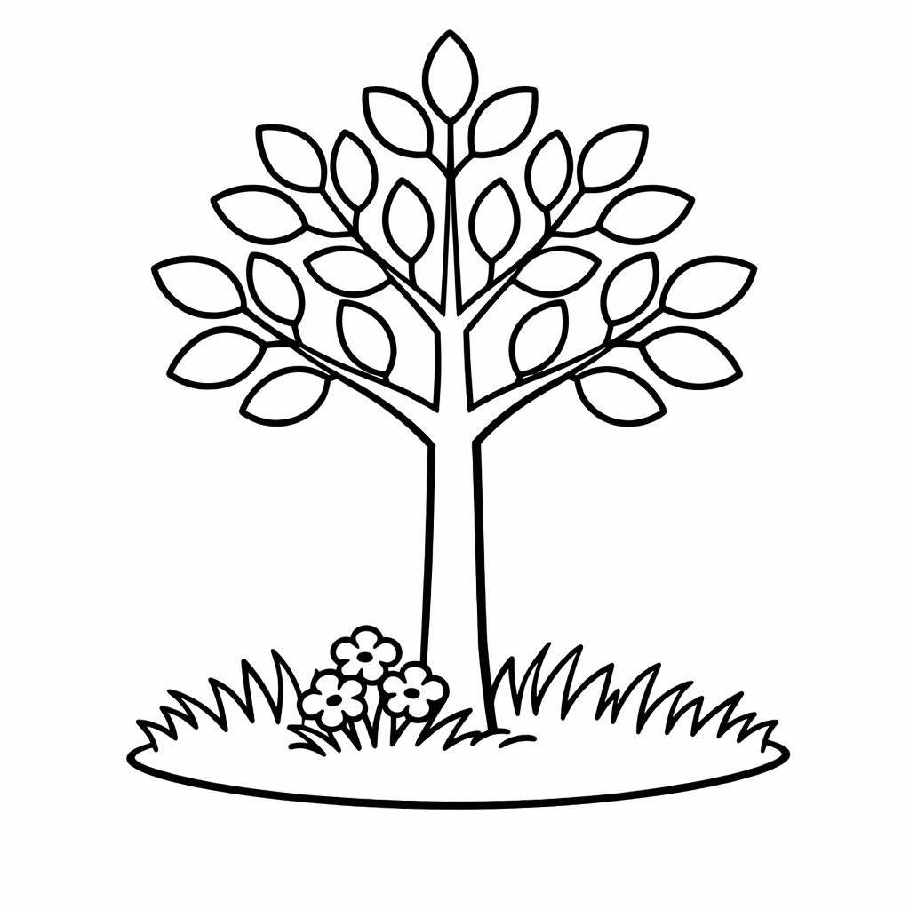 Tree Coloring Page — Tree With Leaves