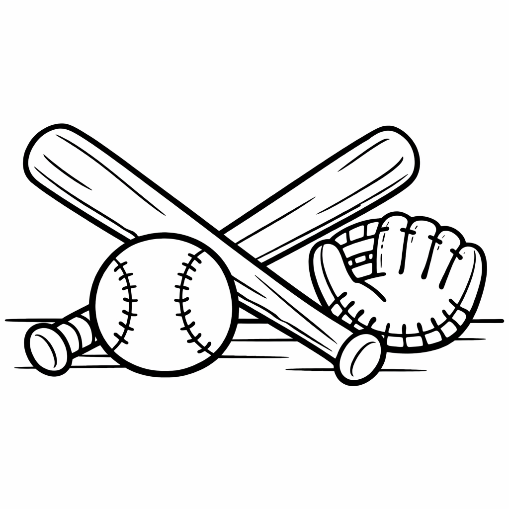 Baseball Coloring Page — Baseball And Mitt