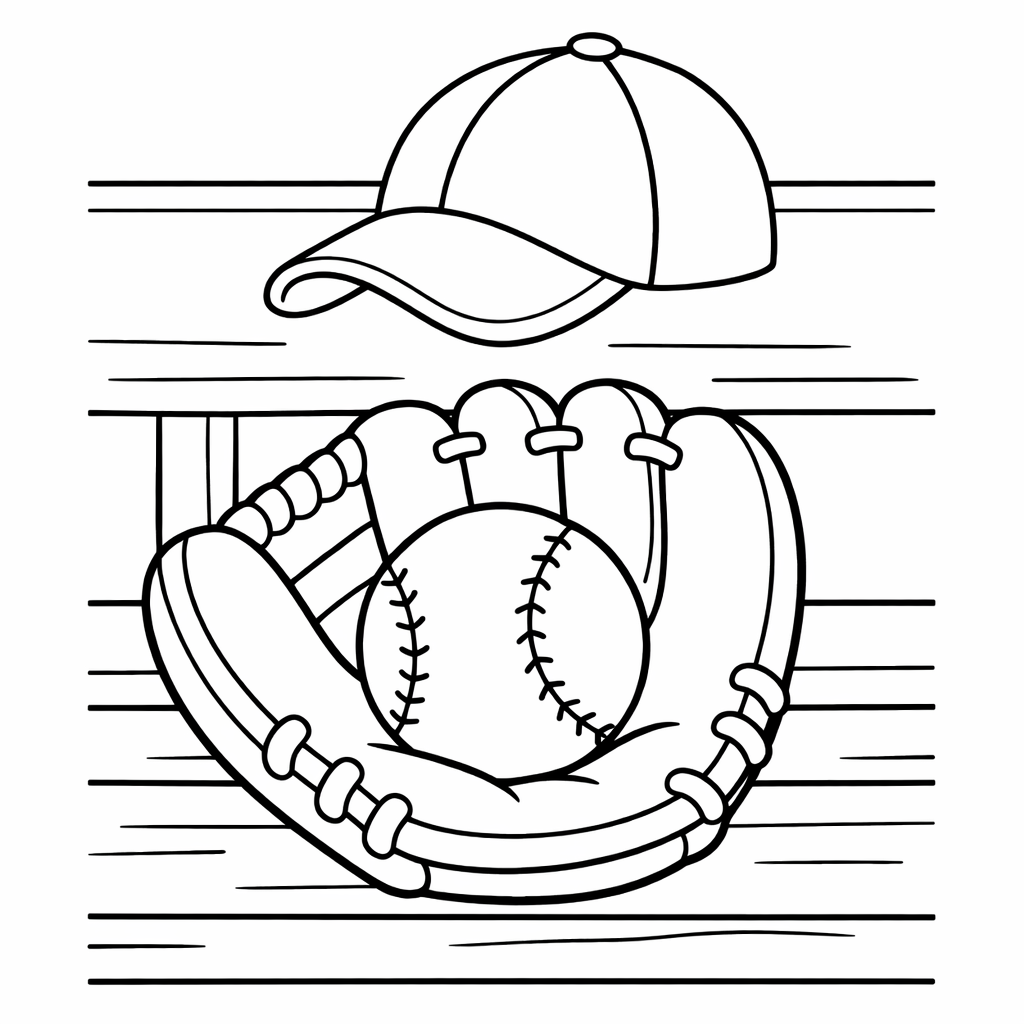 Baseball Coloring Page — Baseball Cap