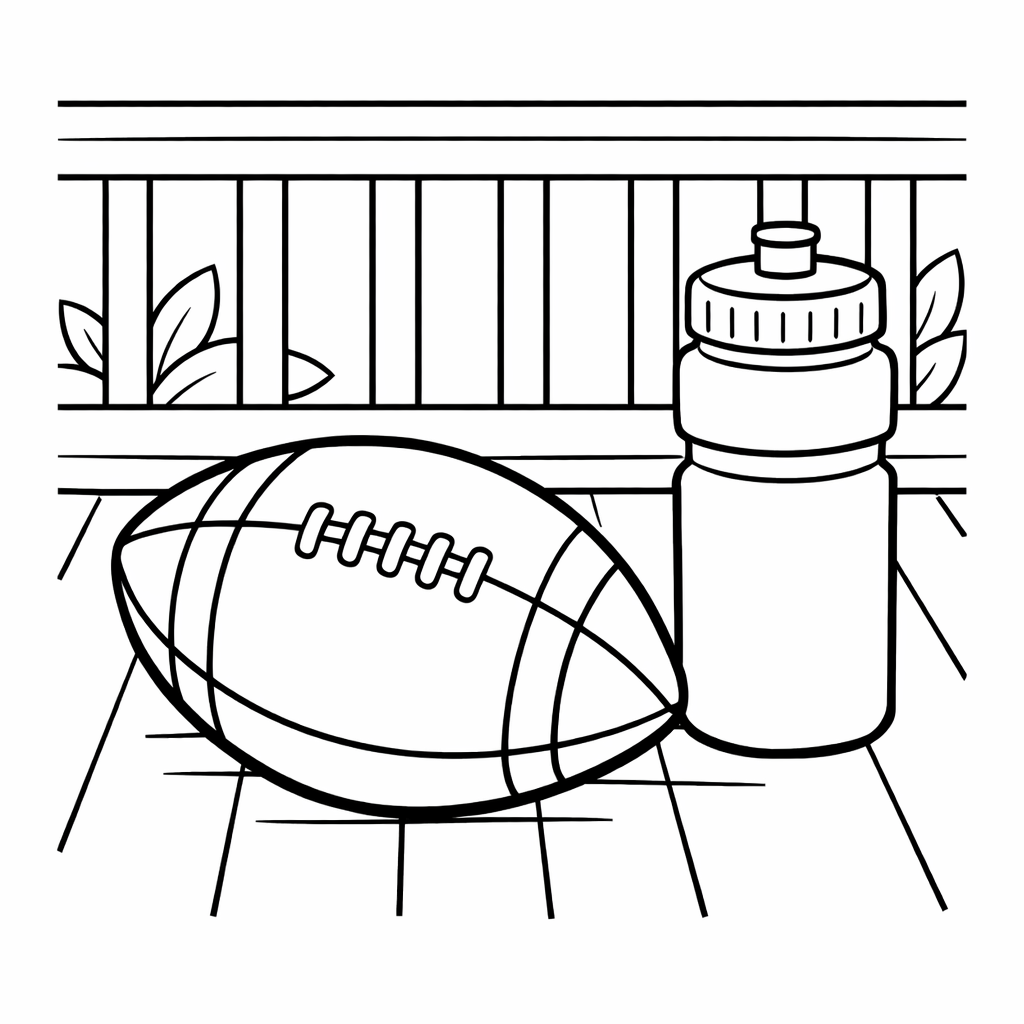 Football Coloring Page — Football And Helmet