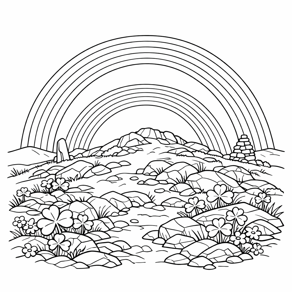 Rainbow Coloring Page — Object Only: Two Or Three Rainbows Side By…
