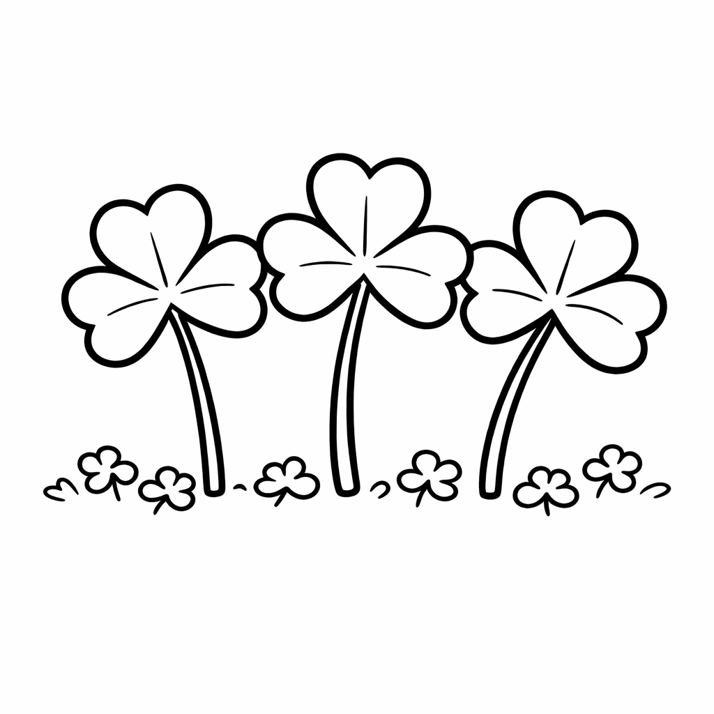 Shamrock Coloring Page — Shamrock And Stem