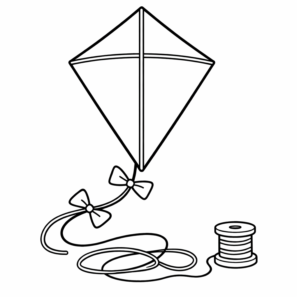 Kite Coloring Page — Object Only: Two Or Three Kites Side By…