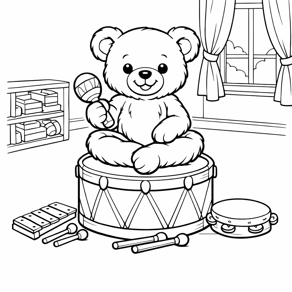 Teddy Bear Coloring Page — Object Only: A Cute Teddy Bear With Clean…