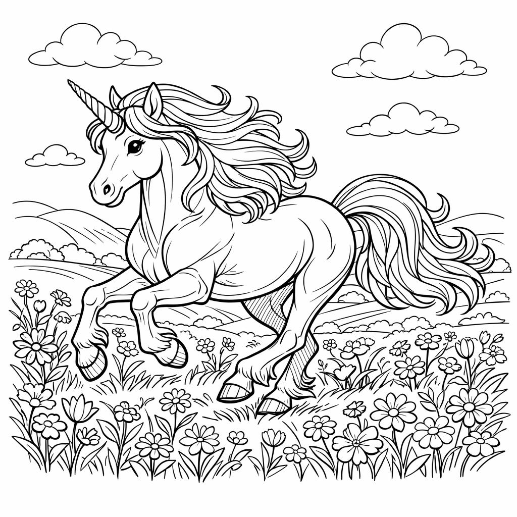 Unicorn Coloring Page — Object Only: Two Or Three Unicorns Side By Side, Simple And Adorable, No Background