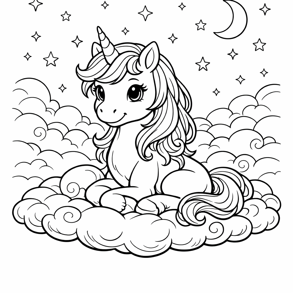 Unicorn Coloring Page — Unicorn Face