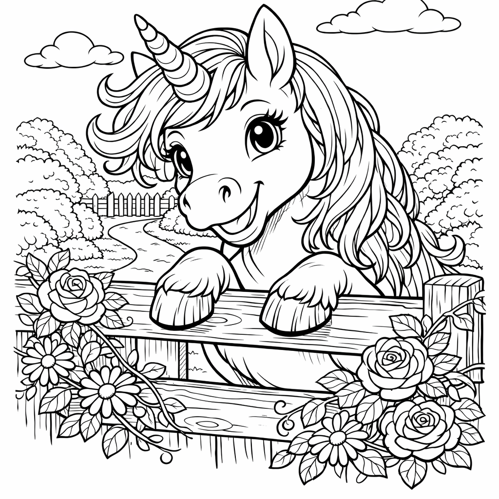 Unicorn Coloring Page — Object Only: A Cute Unicorn With Clean Outlines, No Background