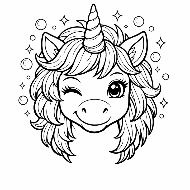 Unicorn Head Coloring Page — Unicorn Head Profile