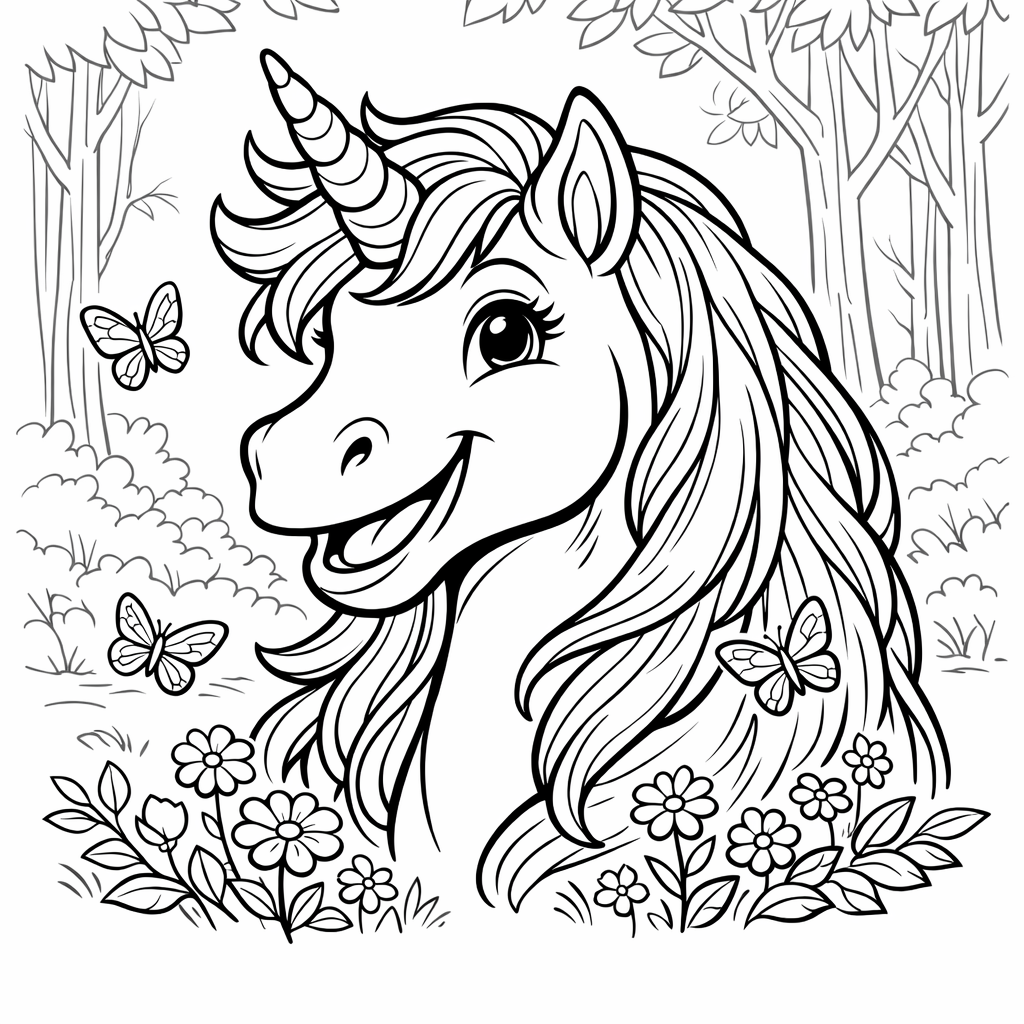 Unicorn Head Coloring Page — Unicorn And Crown