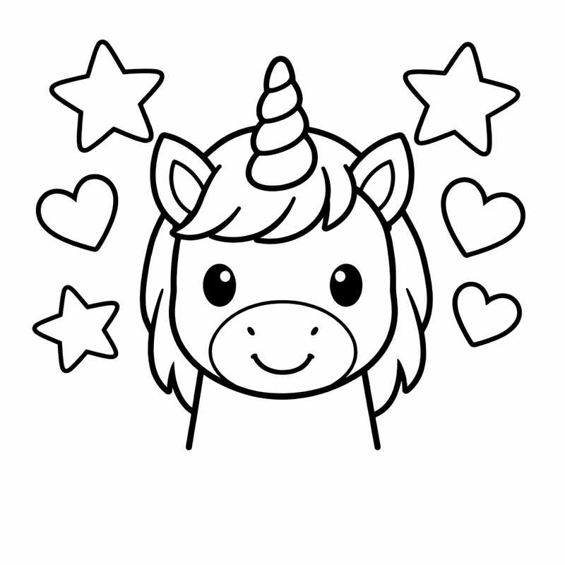 Unicorn Head Coloring Page — Unicorn Head Front