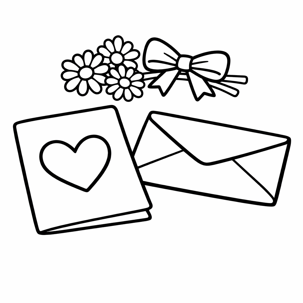 Valentine Card Coloring Page — Object Only: A Cute Valentine Card With Clean…